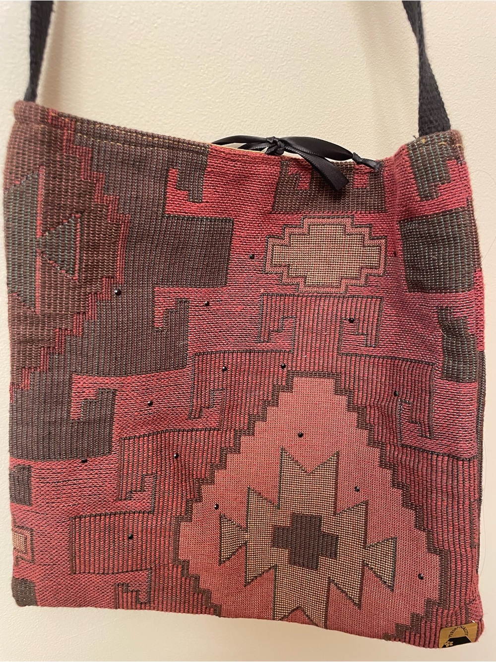 Southwestern Tapestry Shoulder Bag in Rose and Brown